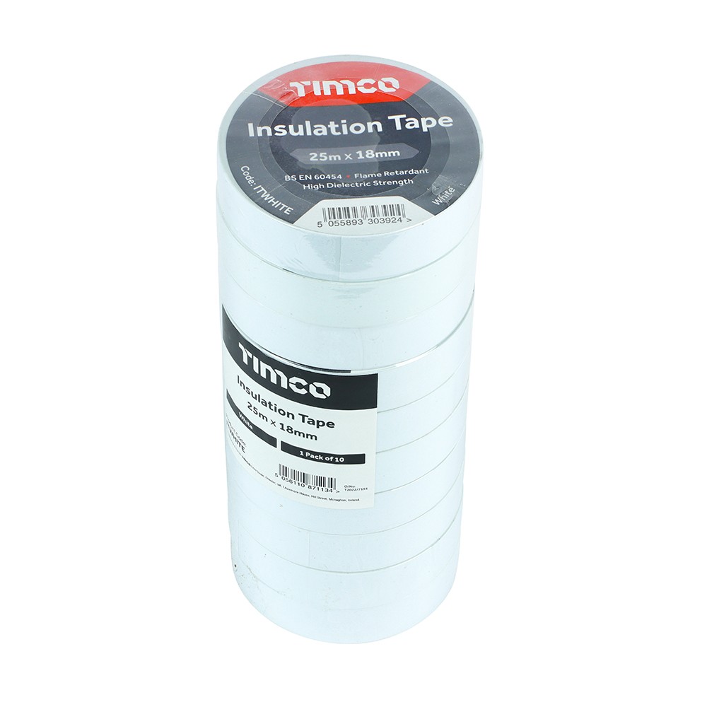 Timco PVC Insulation Tape 25 x 18mm - White