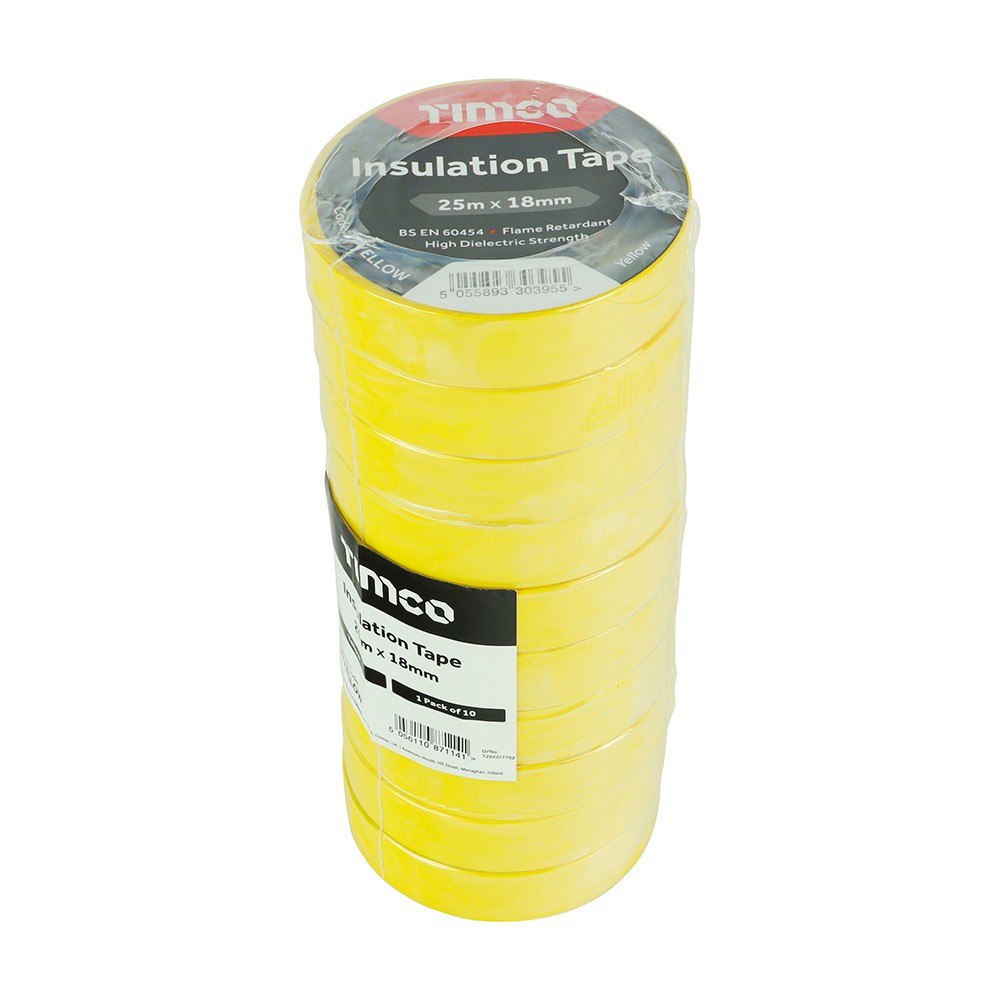 Timco PVC Insulation Tape 25m x 18mm - Yellow