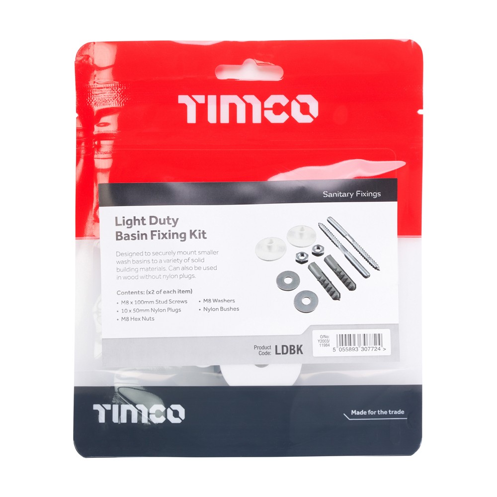 Timco Basin Fixing Kit - Light Duty