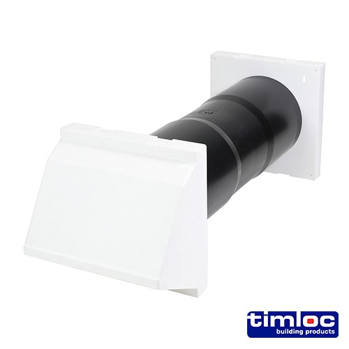 Timco Timloc Aero Core Through Wall Vent Set with Cowl and Baffle - White - ACV7CWH
