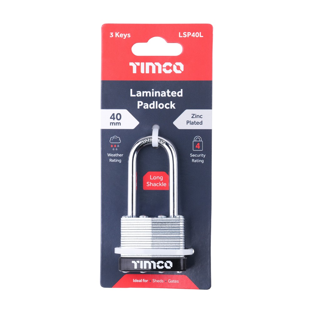 Timco Laminated Padlock Long Shackle