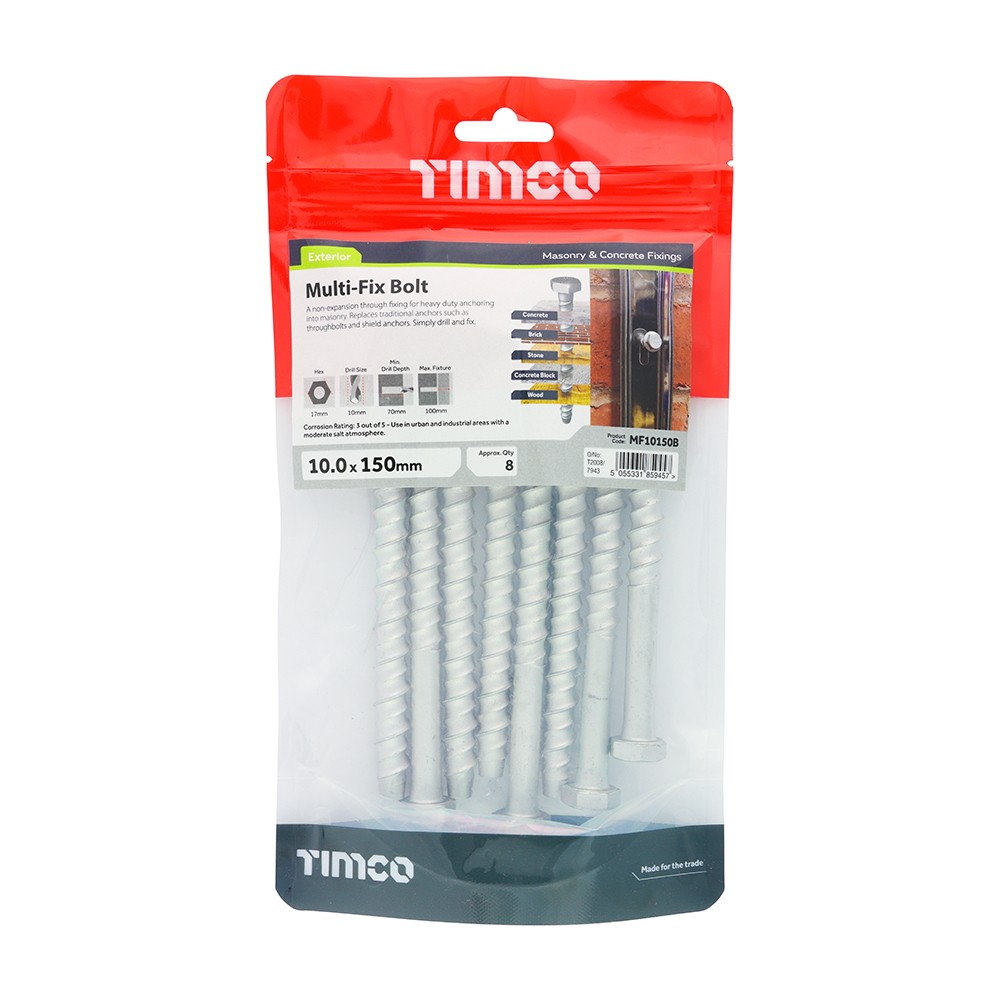 Timco Masonry Bolts - Hex - Exterior - Silver
