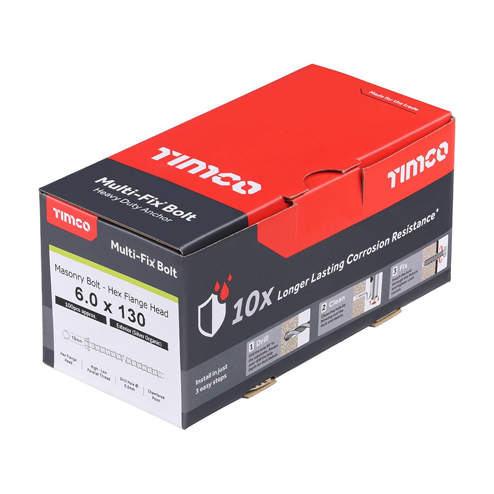 Timco Multi-Fix Masonry Bolts Hex Flange - Silver