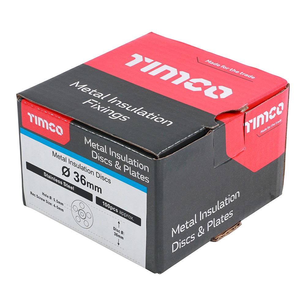 Timco Metal Insulation Discs 36mm - Stainless Steel