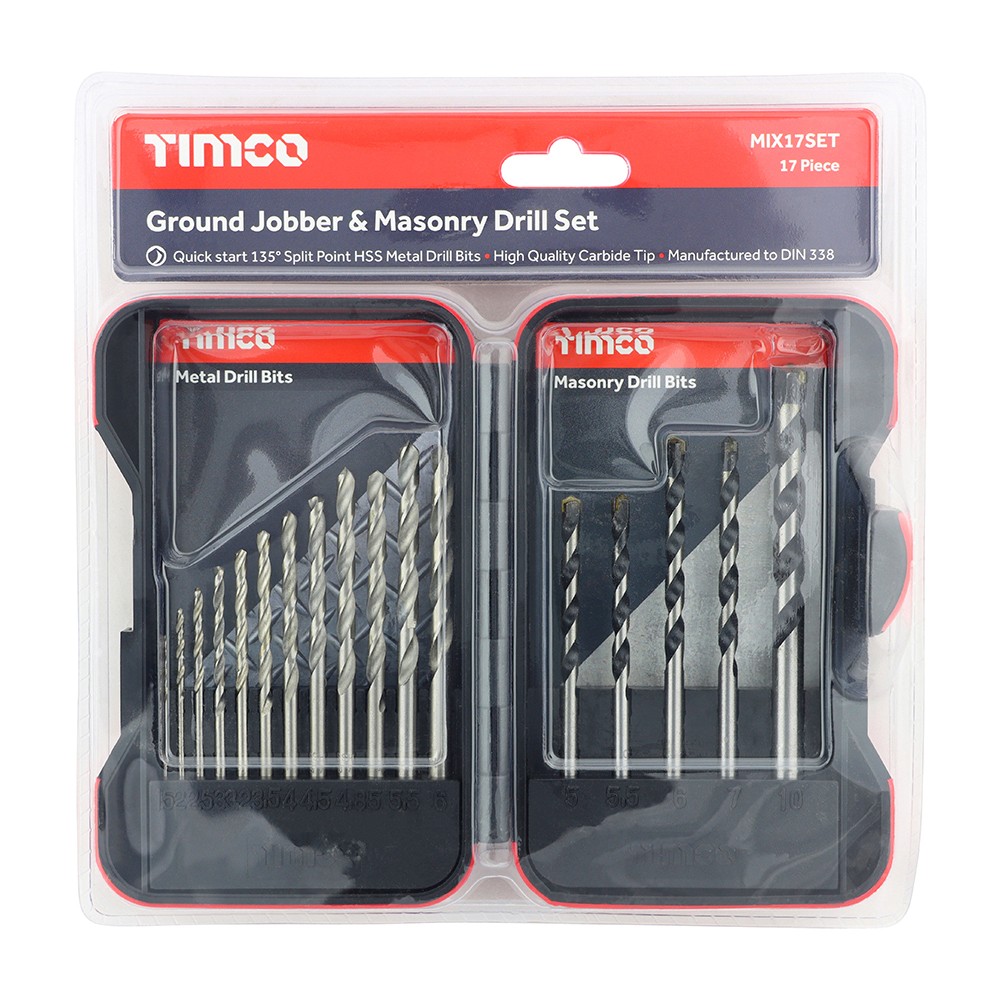 Timco Ground Jobber & Masonry Drill Set 17pc