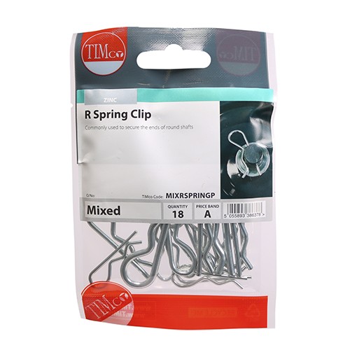 Timco Mixed R Spring Clips 18pc