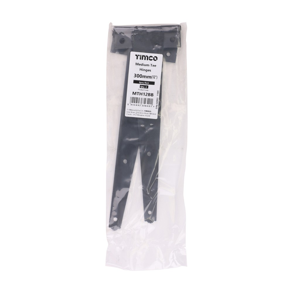 Timco Pair of Medium Tee Hinges - Black