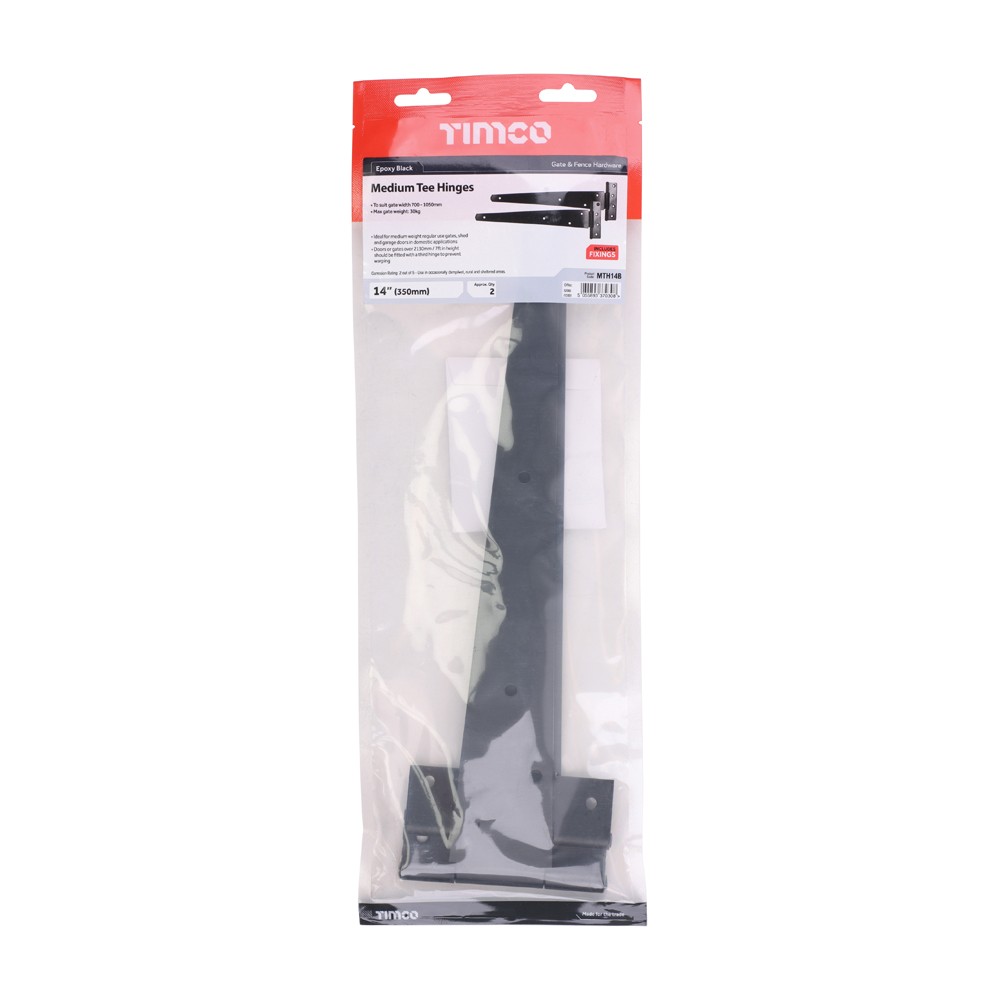 Timco Pair of Medium Tee Hinges - Black