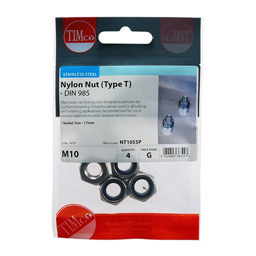 Timco Nylon Nuts - Type T - Stainless Steel