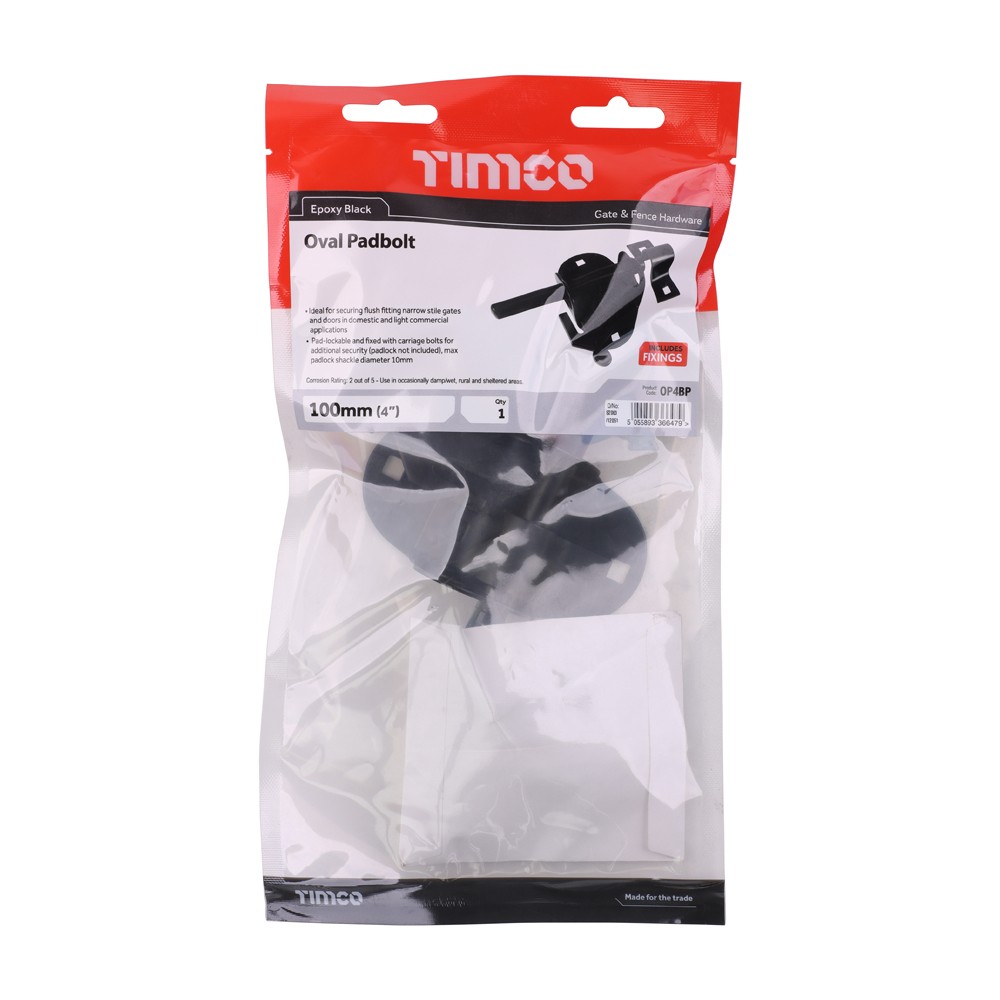 Timco Oval Padbolt - Black