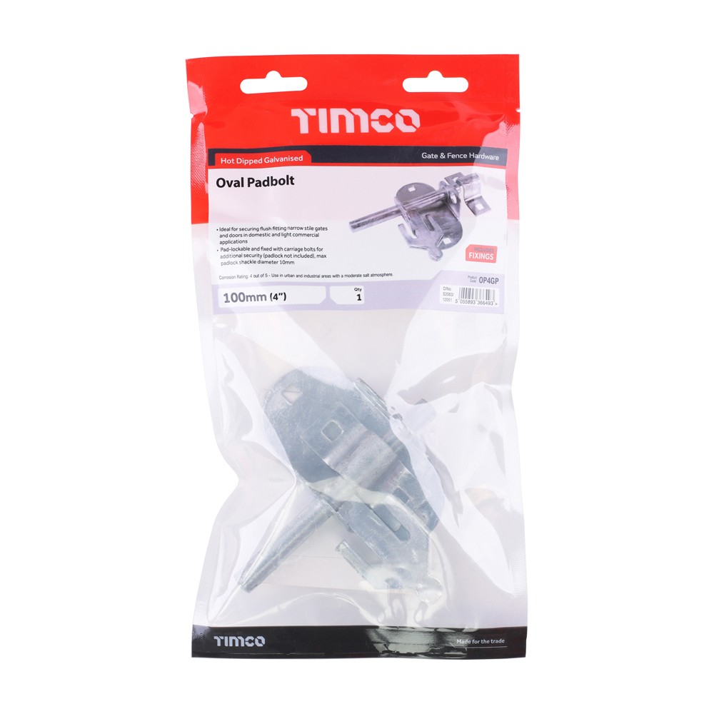Timco Oval Padbolt - Hot Dipped Galvanised