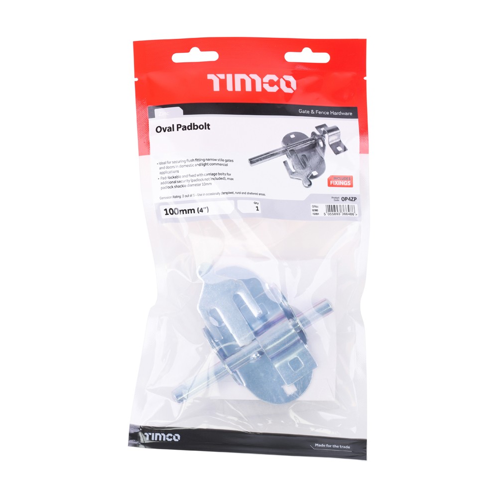 Timco Oval Padbolt - Zinc