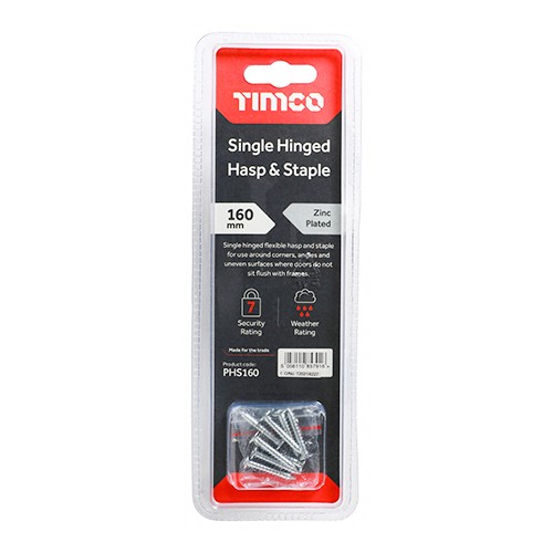 Timco Single Hinged Hasp & Staple - Zinc