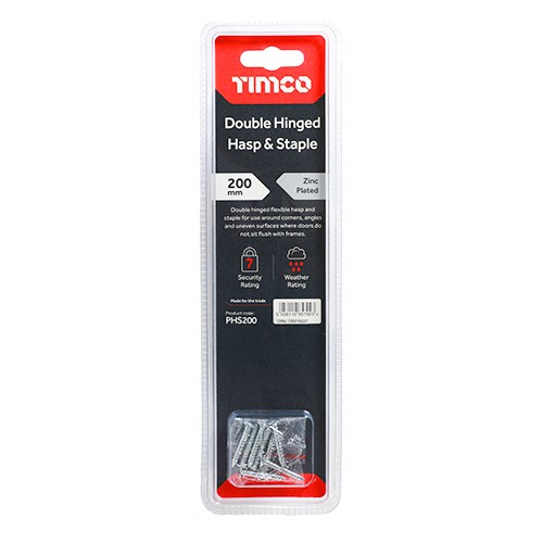 Timco Double Hinged Hasp & Staple - Zinc