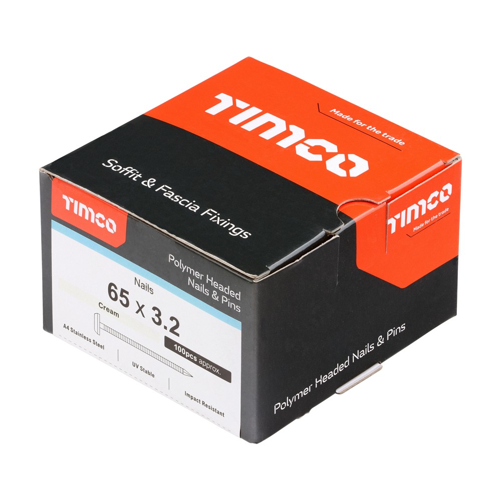 Timco Polymer Headed Nails 65mm - Colours - A4 Stainless Steel 100 Pack