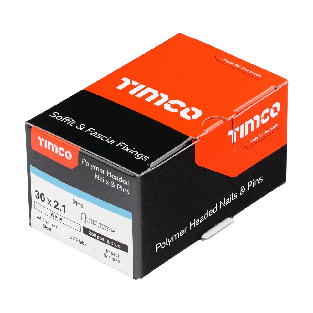 Timco Polymer Headed Pins 30mm - Colours - A4 Stainless Steel 250 Pack