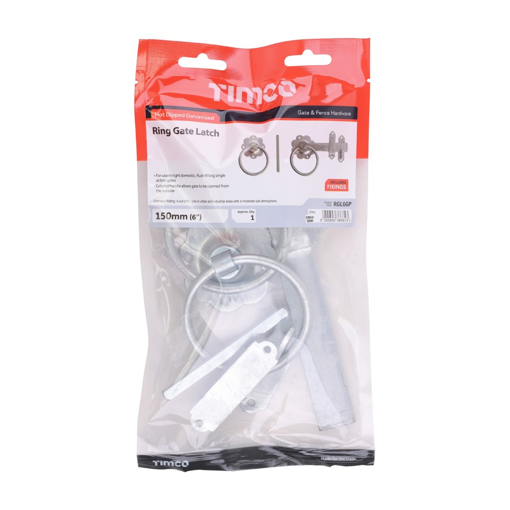 Timco Ring Gate Latch - Plain - Hot Dipped Galvanised