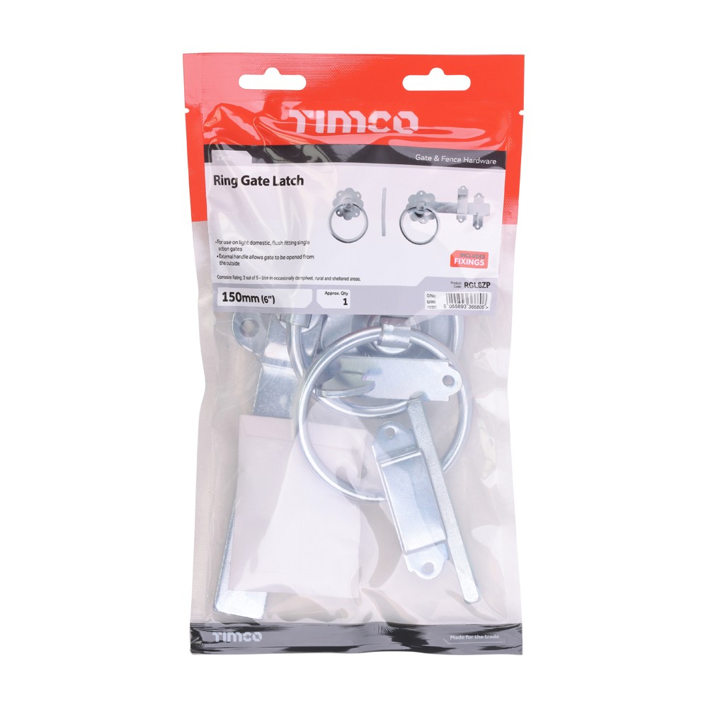 Timco Ring Gate Latch - Plain - Zinc