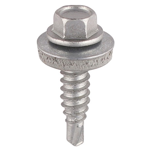 Timco Metal Construction Stitching Self Drilling Screws 6.3 x 25mm EPDM Washer Hex - Silver Organic