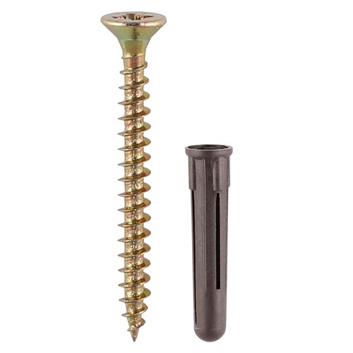 Timco Brown Plastic Plugs with 5 x 50mm Screw
