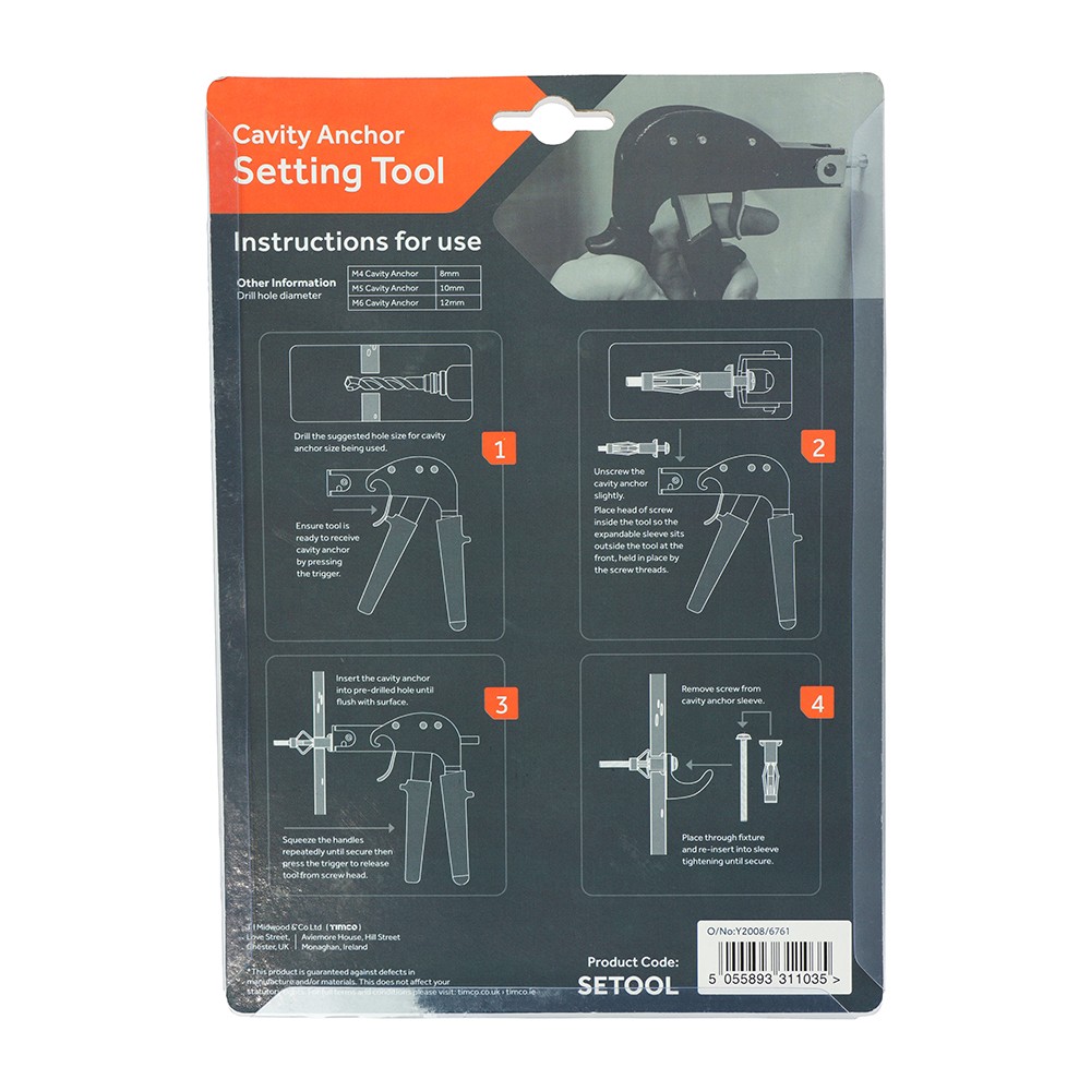 Timco Cavity Anchor Setting Tool M3 x 50mm