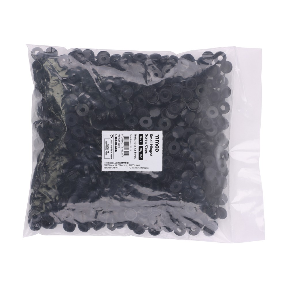Timco Hinged Screw Caps - Black
