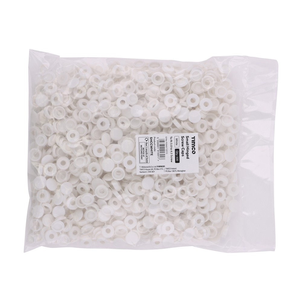 Timco Hinged Screw Caps - White
