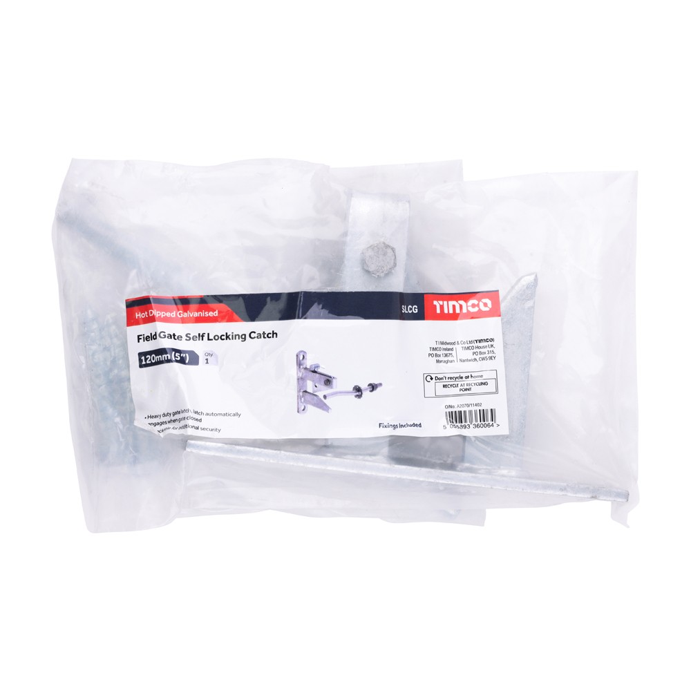 Timco Self Locking Gate Catch With Cranked Striker - Hot Dipped Galvanised