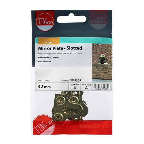 Timco Mirror Plates - Slotted - Electro Brass