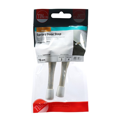 Timco Spring Door Stops - Electro Brass