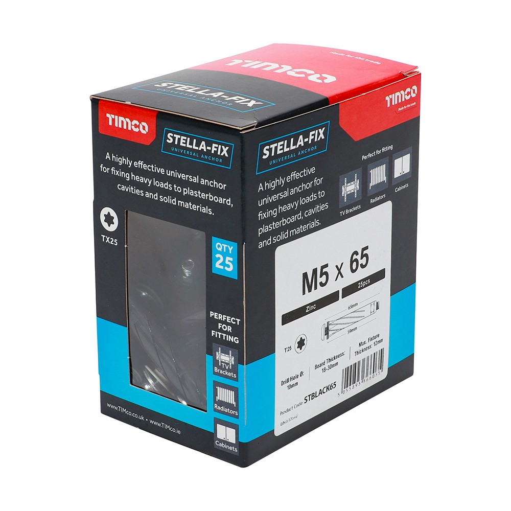 Timco Stella Fix Universal Anchors Pan Torx - Black