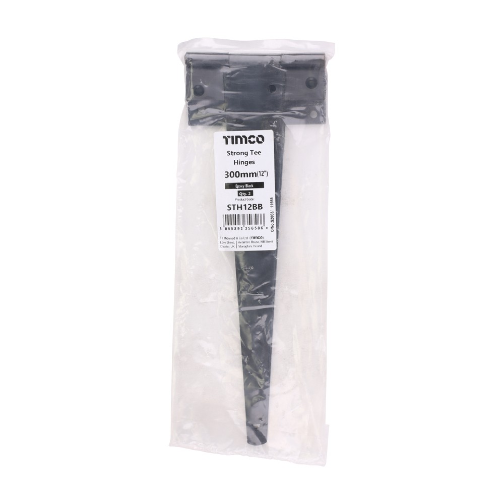 Timco Pair of Strong Tee Hinges - Black