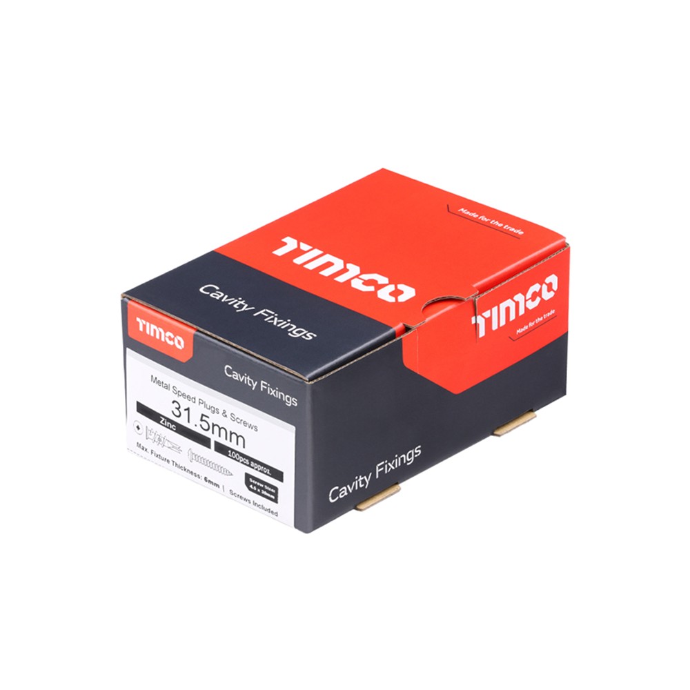 Timco Metal Speed Plugs & Screws 31.5mm - Zinc