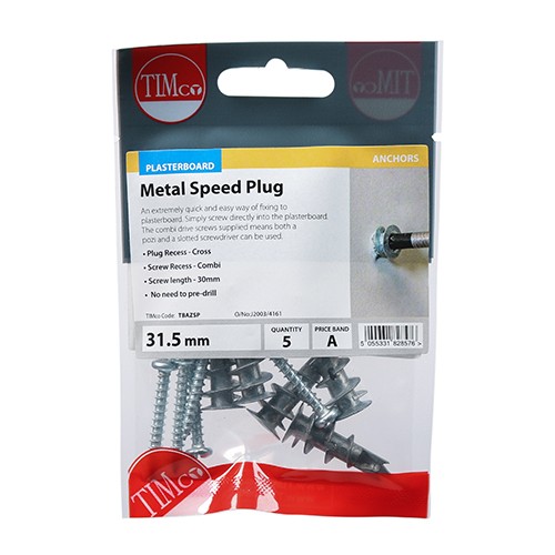 Timco Metal Speed Plugs & Screws 31.5mm - Zinc