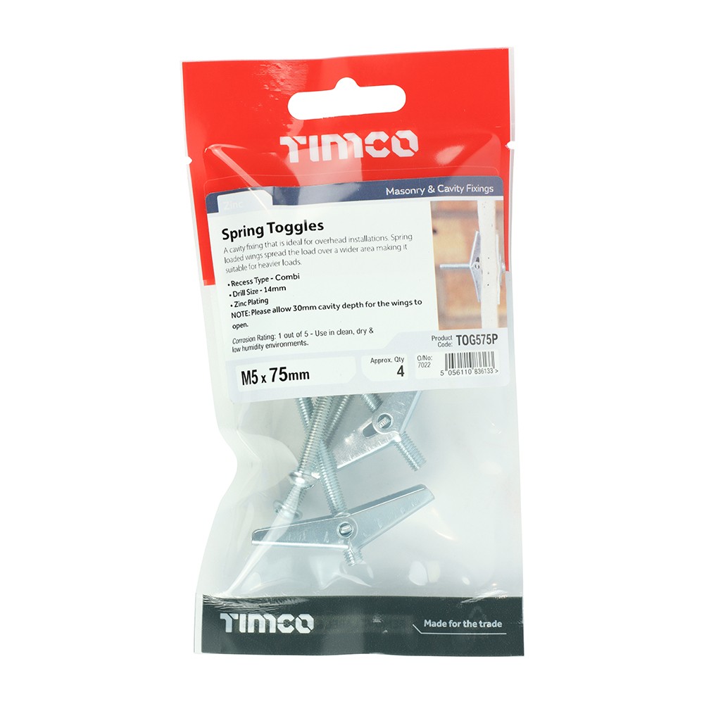 Timco Spring Toggles - Zinc