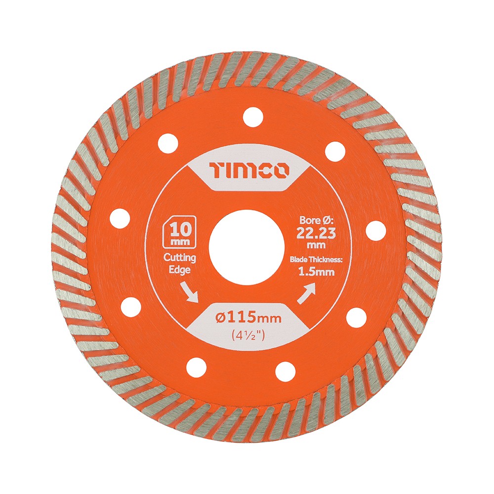 Timco Premium Tile & Ceramic Diamond Blade 115 x 22.2mm - Thin Turbo
