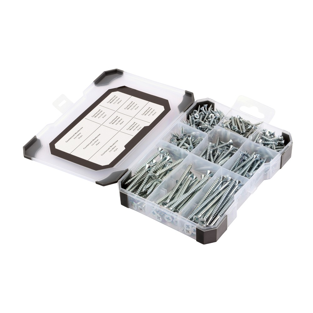 Timco Mixed Tray 340pc Woodscrews - Zinc