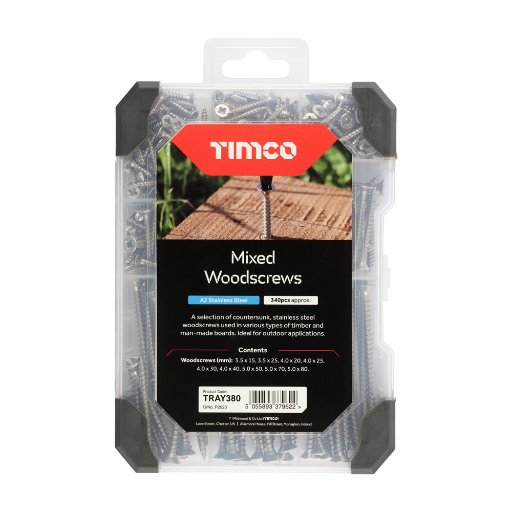 Timco Mixed Tray 340pc Woodscrews 