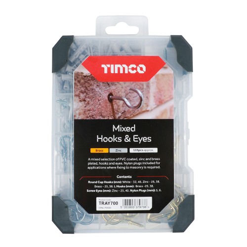Timco Mixed Tray 133pc Hooks & Eyes