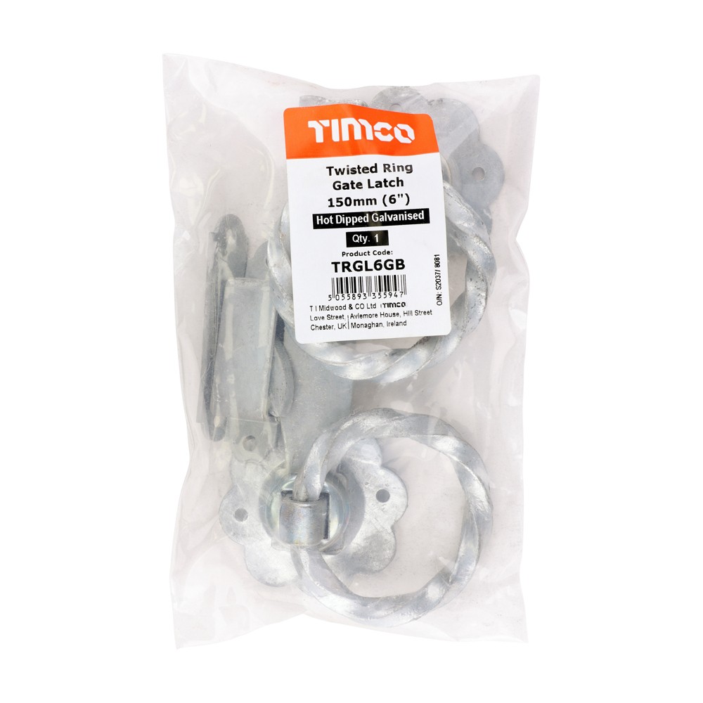 Timco Ring Gate Latch - Twisted - Hot Dipped Galvanised
