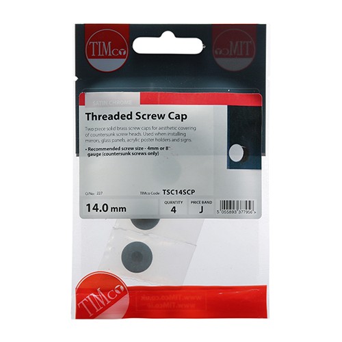Timco Threaded Screw Caps - Solid Brass - Satin Chrome