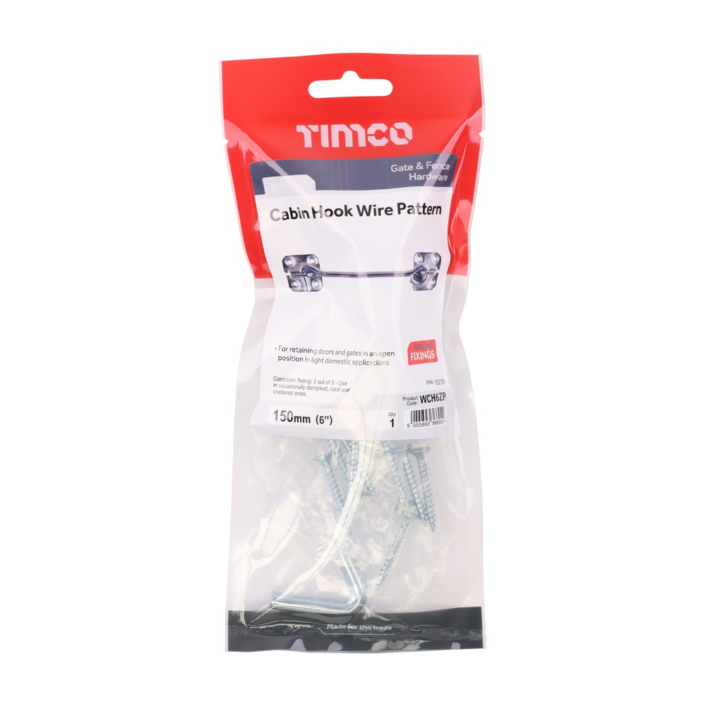 Timco Cabin Hooks - Wire Pattern - Zinc