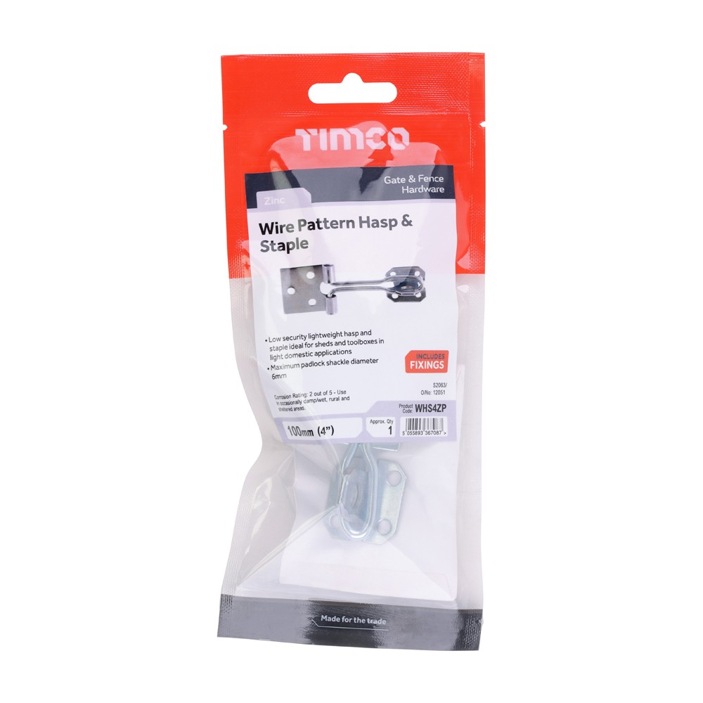 Timco Wire Pattern Hasp & Staple - Zinc