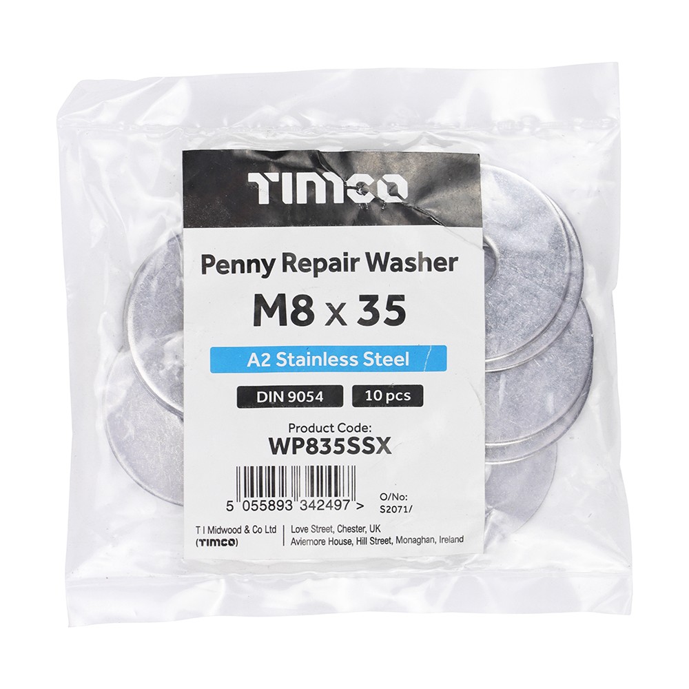 Timco Penny / Repair Washers - A2 Stainless Steel