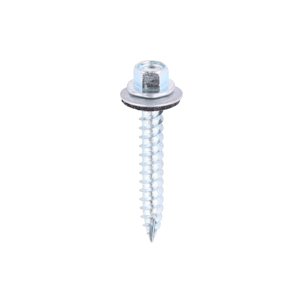 Timco Metal Construction Thin Sheet Metal to Timber Screws - Hex - EPDM Washer - Slash Point - Zinc