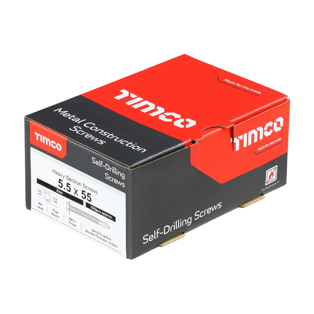 Timco Metal Construction Heavy Section Self Drilling Screws Hex - Zinc