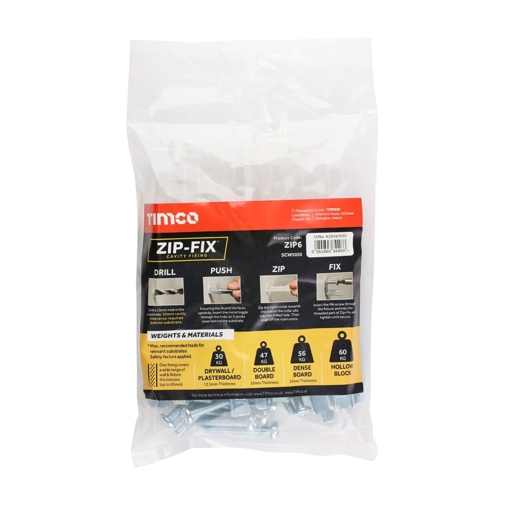 Timco Zip-Fix Cavity Wall Fixings M6 - Zinc
