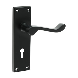 Timco Victorian Scroll Lock Handles - Matt Black