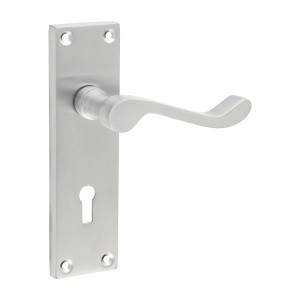 Timco Victorian Scroll Lock Handles - Satin Chrome
