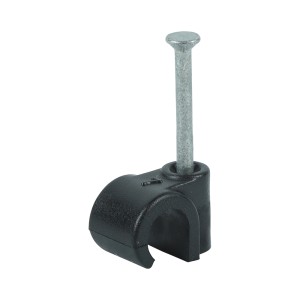 Timco Round Cable Clips to fit 7mm - Black